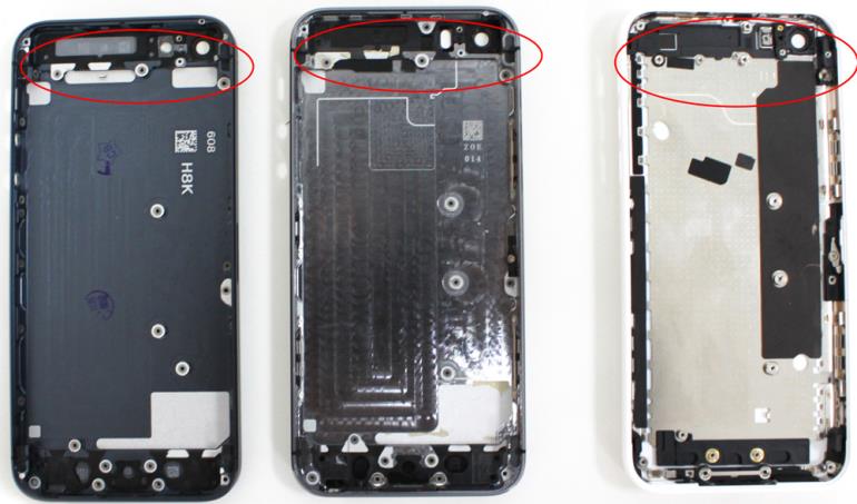 Сравнение задних панелей айфон 5, 5s и 5c