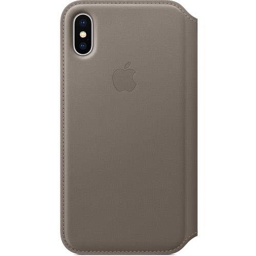 Кожаный чехол Apple Leather Folio для iPhone X тёмно-серый (Taupe)