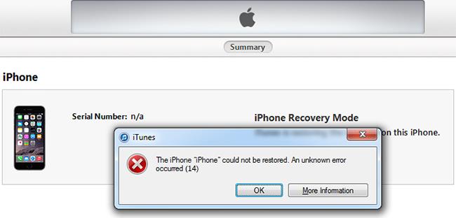 Ошибка 14 при восстановлении iPhone 5/5s